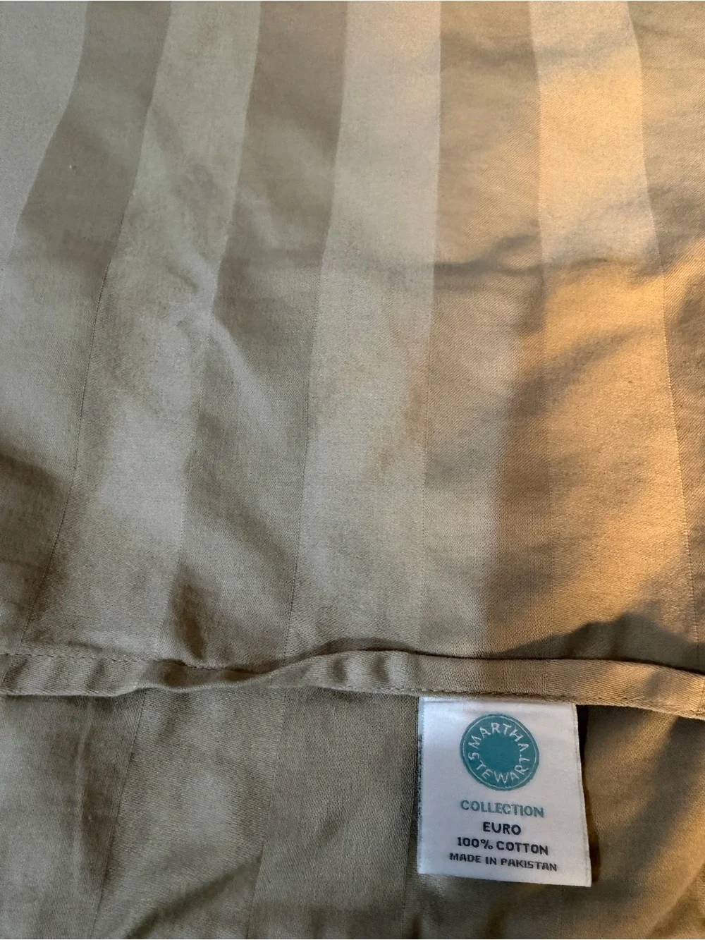 Martha Stewart Collection Euro Sham Embossed Quilt-Style Taupe Cream Replacement